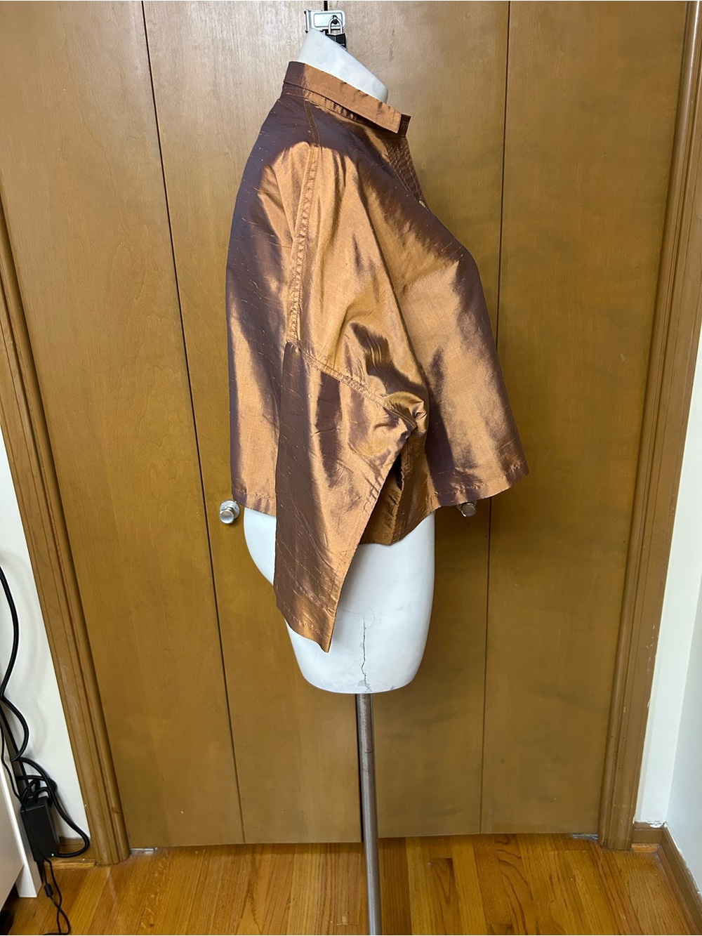 Cropped Copper Button-Down Shirt - Picture 2 of 5
